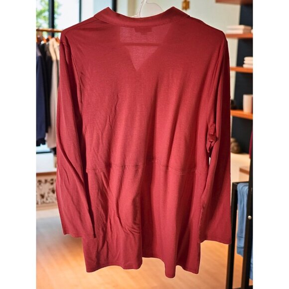 J.Jill Coral Button Front Long Sleeve Tunic Top Women’s Large Rayon Tencel - Picture 4 of 9